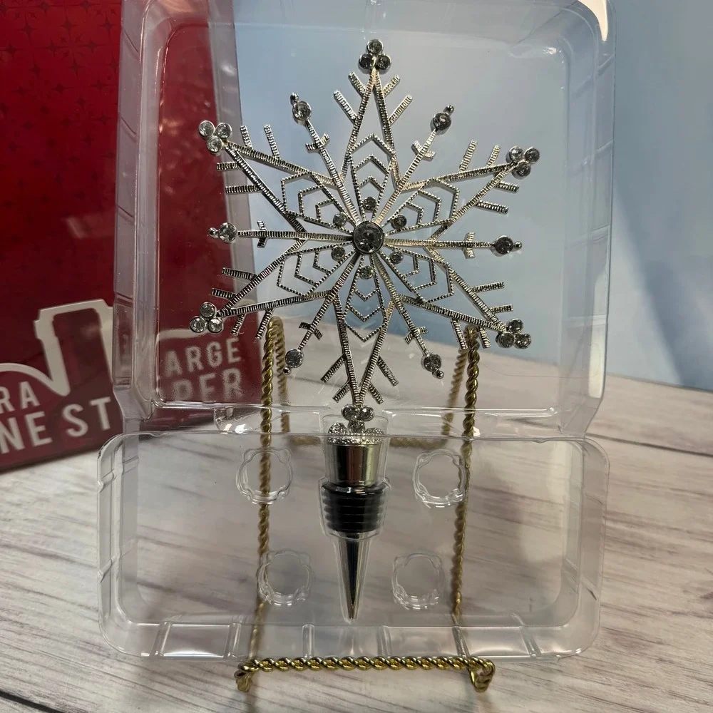Wild Eye Designs Snowflake Wine Stopper Extra Large Silver Rhinestone Christmas